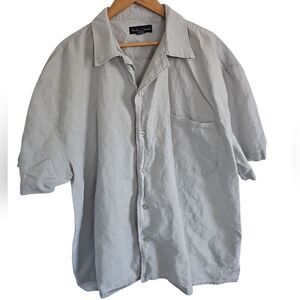 Fortina Landi 100% Linen Button Up Classic Casual Shirt Sz 3XL Beachy Vacation